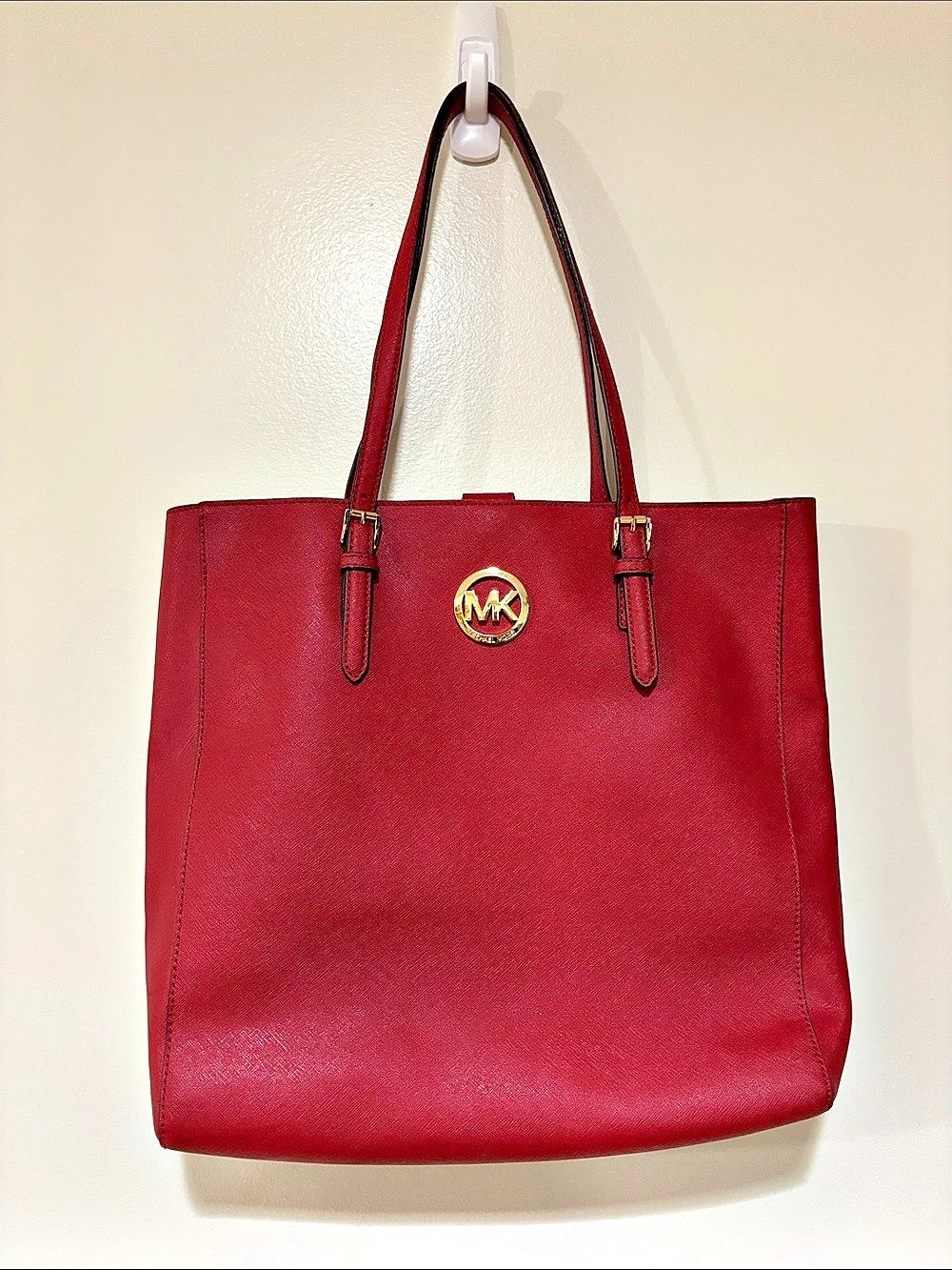 Michael Kors Jet Set Travel Saffiano Leather Tote Bag Red